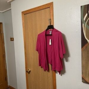 Catherines NWT Size 2X Solid Pink Short Sleeve Open-Front Cardigan